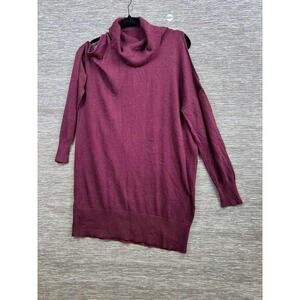 BCBGeneration Sweater Tunic Womens XS Red Cold Shoulder Cowl Neck Pullover